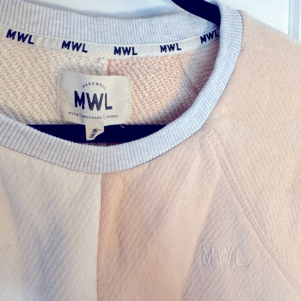 Madewell Lounge Cropped Two-Tone Sweatshirt Medium